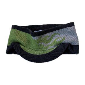 Y2K Green Flames Skater Winter Headband with Mini Cap